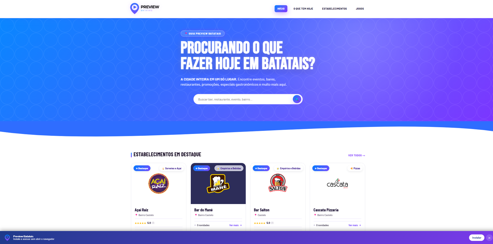 Site Preview Batatais desenvolvido pela Vértice Agência